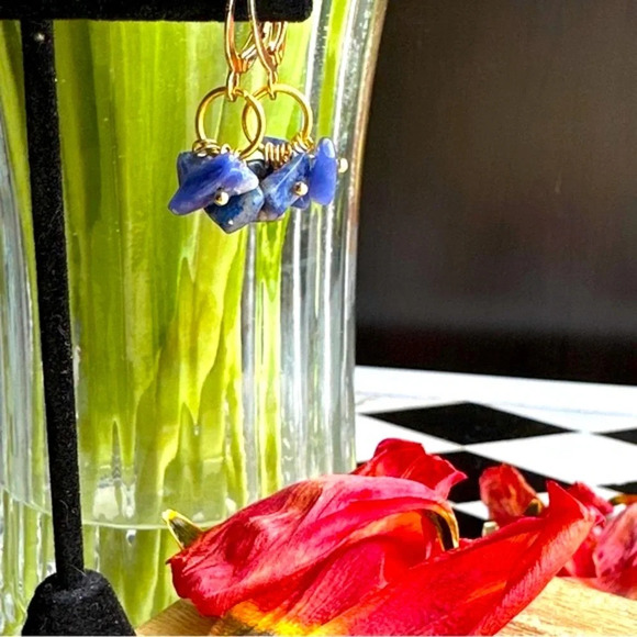 Alquimia Blue and Gold Earrings - Picture 2 of 5